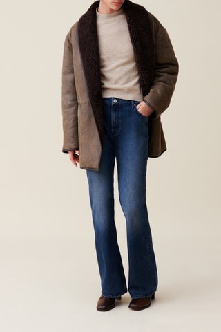 Casaco em couro de carneiro - Castanho