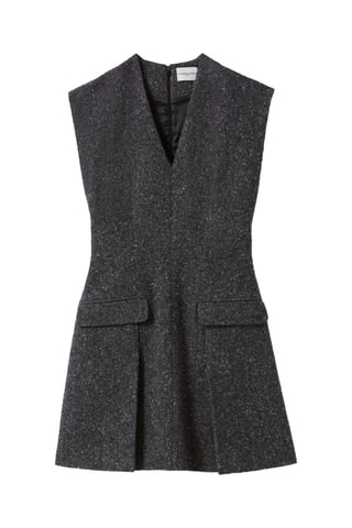 Vestido estilo patinadora em lã e seda - Cinzento-escuro mesclado