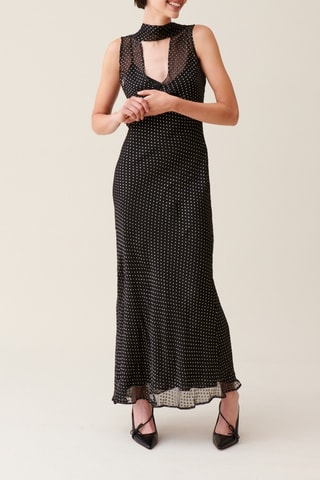 Vestido comprido em seda - Preto