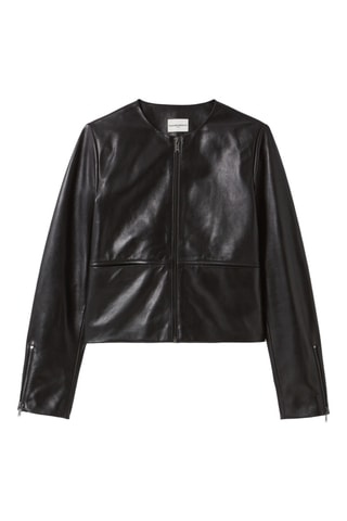 Casaco em em couro de cordeiro - Preto