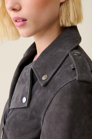 Casaco em raspa de couro de cabra - Cinzento-escuro