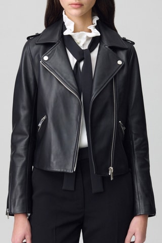 Casaco em em couro de cordeiro - Preto