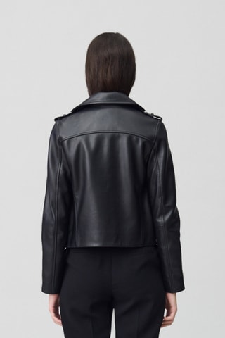 Casaco em em couro de cordeiro - Preto