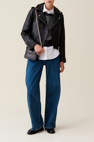 Casaco em em couro de cordeiro - Preto