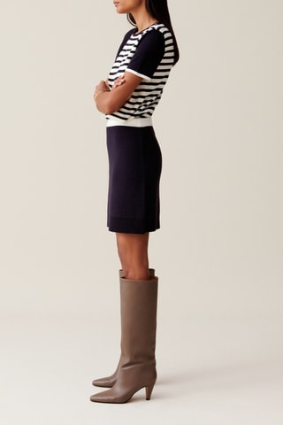 Saia justa em lã - Azul-marinho