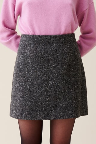 Saia trapézio em lã e seda - Cinzento mesclado