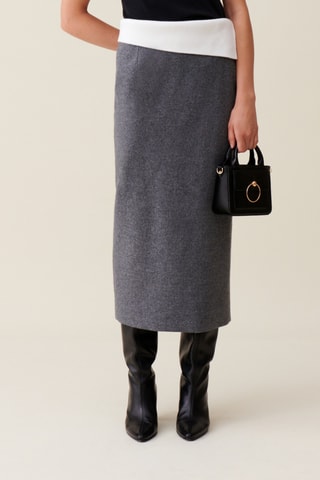 Saia direita em lã - Cinzento-escuro