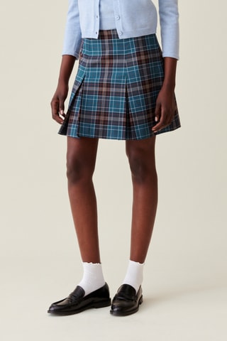 Saia trapézio em lã - Azul-pato