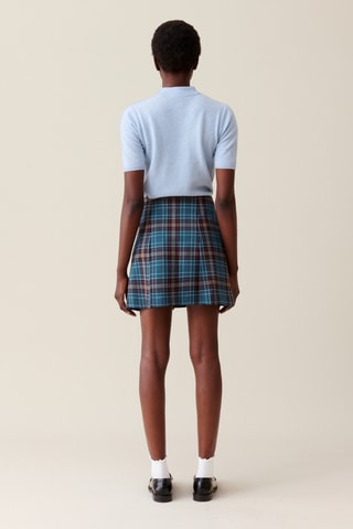 Saia trapézio em lã - Azul-pato