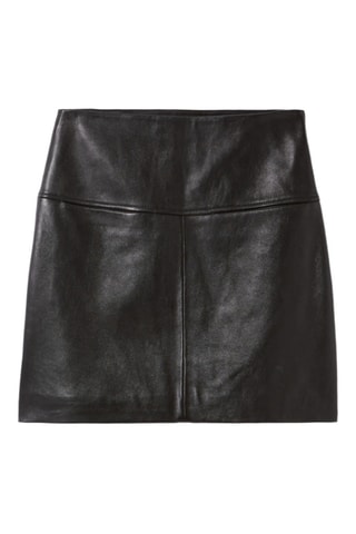 Saia trapézio em couro de cordeiro - Preto