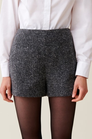 Calções em lã e seda - Cinzento mesclado