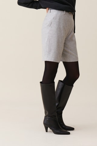 Calções em lã - Cinzento-claro mesclado