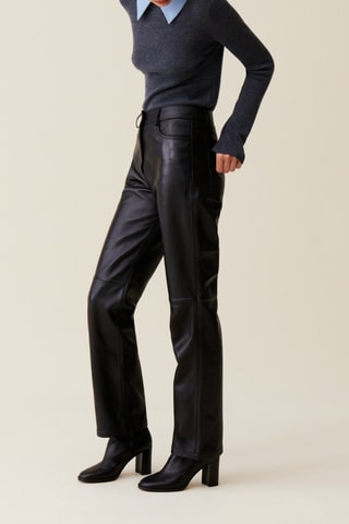 Calças em em couro de cordeiro - Preto