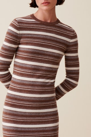 Vestido-camisola em lã - Castanho