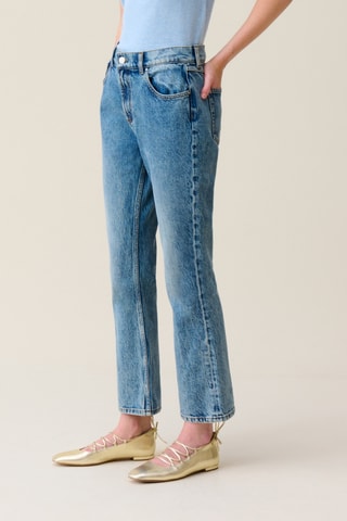 Calças de ganga 7/8 de cintura alta - Azul-claro