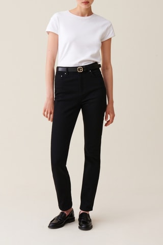 Calças de ganga de cintura alta - Preto