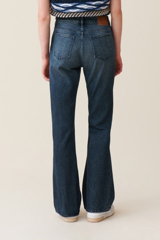 Calças de ganga de cintura alta - Azul-petróleo