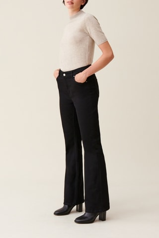 Calças de ganga de cintura alta - Preto