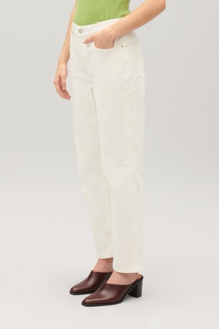 Calças de ganga de cintura alta - Cru