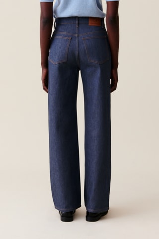 Calças de ganga de cintura alta - Azul-marinho