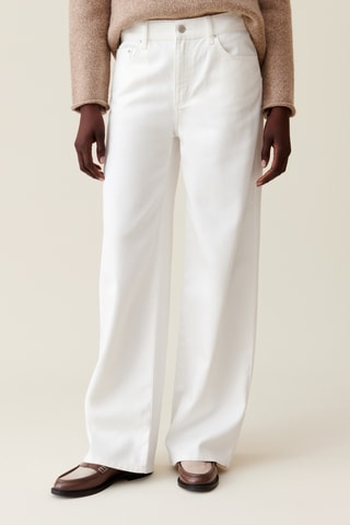 Calças de ganga de cintura alta - Cru