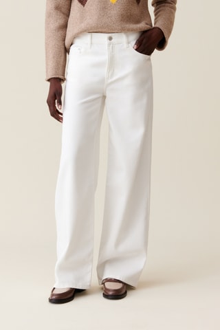 Calças de ganga de cintura alta - Cru