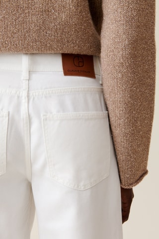 Calças de ganga de cintura alta - Cru