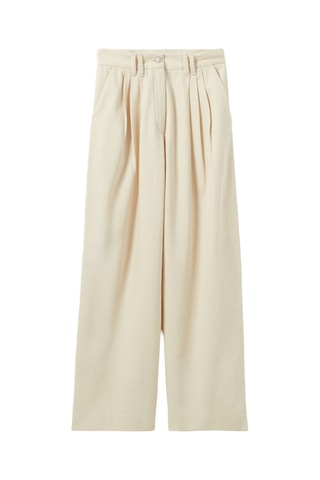 Calças de ganga de cintura alta - Bege