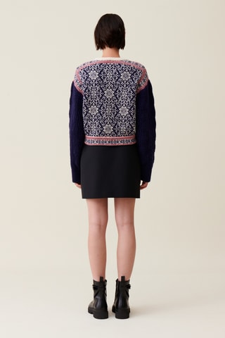 Camisola de lã - Cru e azul-marinho