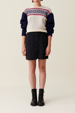 Camisola de lã - Cru e azul-marinho