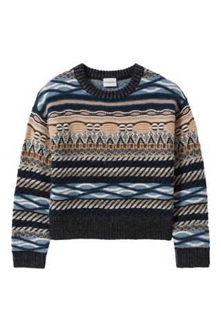 Camisola em alpaca, lã e lã mohair - Azul-marinho