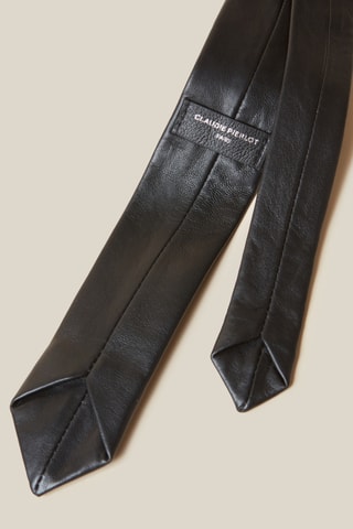 Gravata em couro de cordeiro - Preto