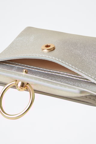 Porta-cartões em couro de carneiro - Prateado