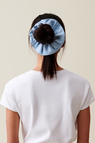 Elástico de cabelo em couro de cordeiro - Azul-claro