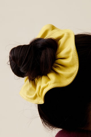 Elástico de cabelo em couro de cordeiro - Amarelo