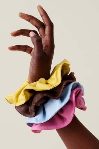 Elástico de cabelo em couro de cordeiro - Amarelo