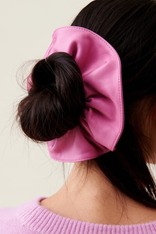 Elástico de cabelo em couro de cordeiro - Rosa