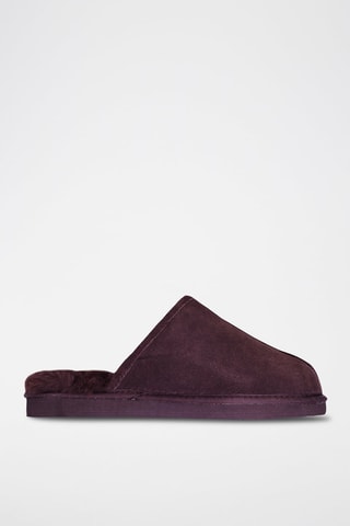 Chaussons fourrés en nubuck - Marron foncé