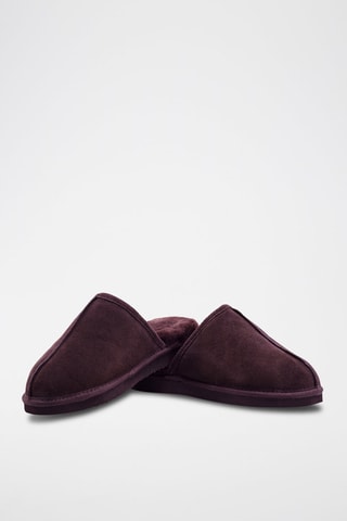 Chaussons fourrés en nubuck - Marron foncé