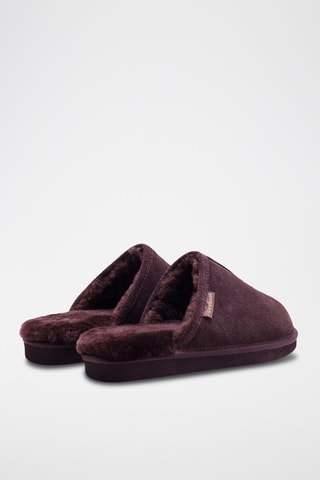Chaussons fourrés en nubuck - Marron foncé