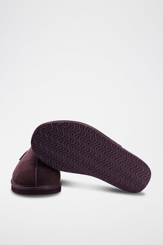 Chaussons fourrés en nubuck - Marron foncé