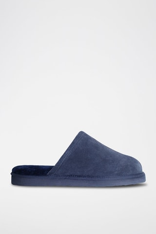 Chaussons fourrés en nubuck - Bleu marine