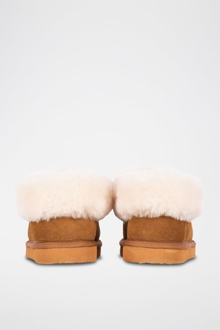 Pantoufles fourrées en cuir de mouton Bootie - Camel