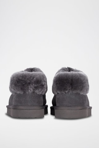 Pantoufles fourrées en cuir de mouton Bootie - Gris