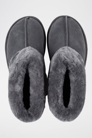 Pantoufles fourrées en cuir de mouton Bootie - Gris