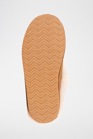 Pantoufles fourrées en cuir de mouton nubuck - Marron