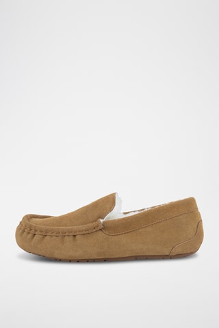 Mocassins fourrés en cuir de mouton nubuck - Camel
