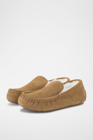 Mocassins fourrés en cuir de mouton nubuck - Camel