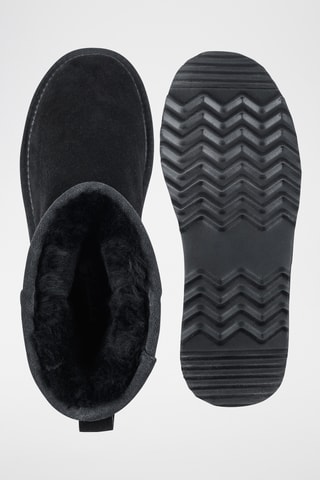 Bottines fourrées en cuir de mouton nubuck - Noir