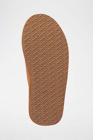 Pantoufles fourrées en cuir de mouton nubuck - Camel